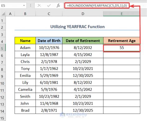 How To Calculate Retirement Age In Excel 4 Quick Methods Exceldemy