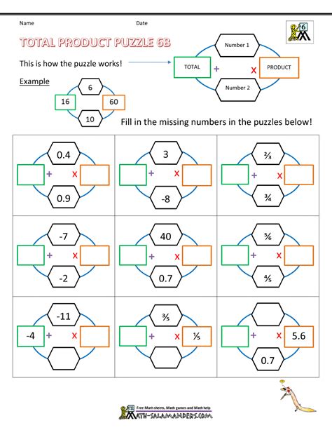 6th Grade Math Puzzles