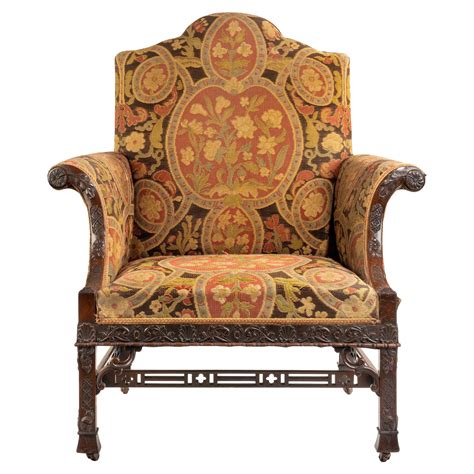 Late Victorian Oversized Armchair In The Chippendale Manner For Sale At