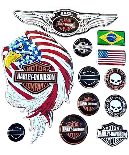 Kit Adesivos Resinados Harley Davidson Águia Usa Prata Hd P MercadoLivre