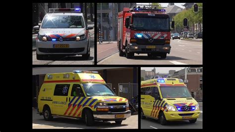 Brandweer Politie En Ambulances Met Spoed In Amsterdam Youtube