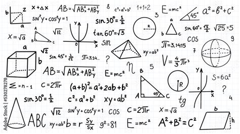 Doodle Math Formulas Handwritten Mathematical Equations Schemes On