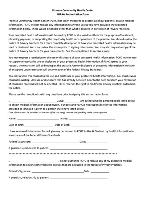 Hipaa Authorization Form Printable Pdf Download