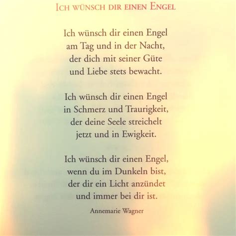 Ich wünsch dir einen Engel Annemarie Wagner Danke gedicht Danke