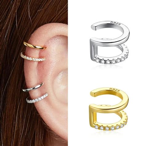 Cercel Ear Cuff Argint 925 Delis JW971 Model Dublu Placat Cu Aur