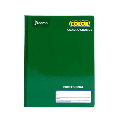 Cuaderno Cosido Profesional Cuadro Grande Norma Color Verde Hojas