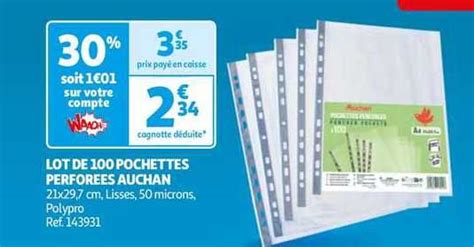 Promo Lot De Pochettes Perfor Es Auchan Chez Auchan Icatalogue Fr