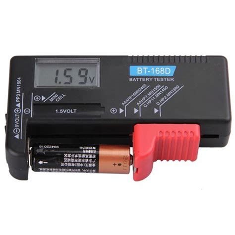 Bt 168d Universal Digital Lcd 9v 15v Aa Aaa Cell Button Battery Tester Checker Black