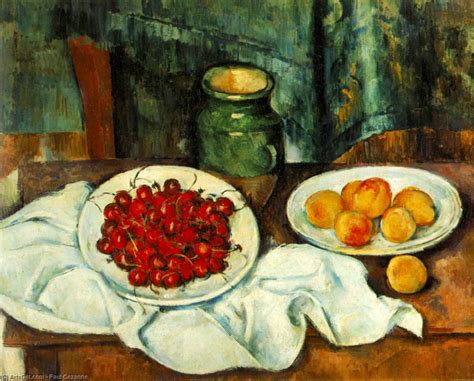 Artwork Replica Still Life With Plate Of Cherries By Paul Cezanne