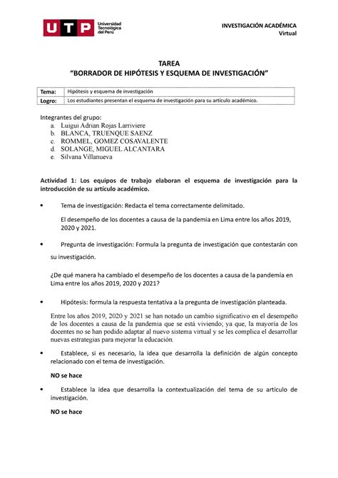 Borrador De Hipotesis Semana Tarea Borrador De Hip Tesis Y Esquema