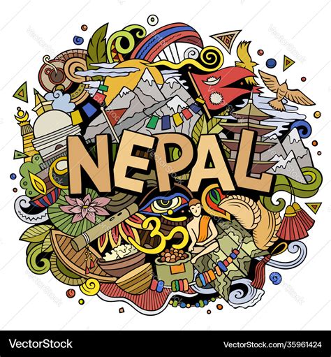 Nepal Hand Drawn Cartoon Doodles Royalty Free Vector Image