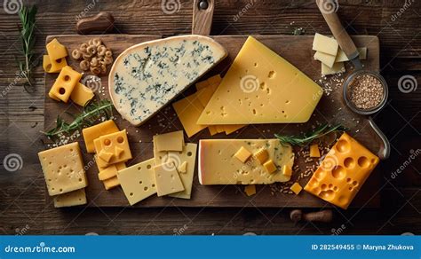 Cheese Plate with Different Types of Fermented Milk Products. Stock Illustration - Illustration ...