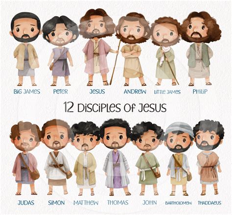 Jesus and 12 Disciples Clip Art ,religion, Bible Stories Clipart PNG ...