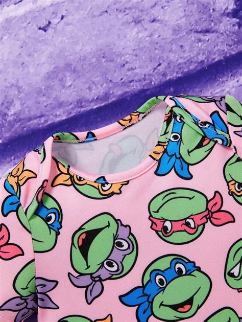 Teenage Mutant Ninja Turtles X Shein Baby Girl Cartoon Printed Short