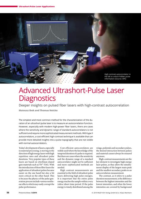 Pdf Advanced Ultrashortpulse Laser Diagnostics