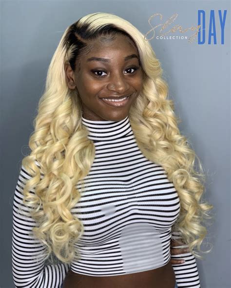 Platinum Blonde Custom Frontal Wig W Dark Roots Lace Front Wigs