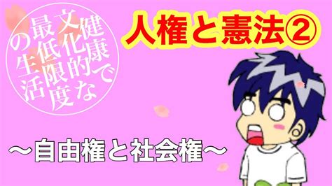 中学公民 人権と憲法②自由権3つの自由と社会権生存権教育を受ける権利労働基本権 Youtube