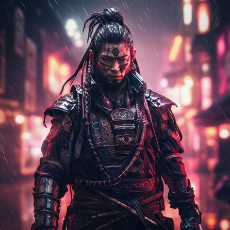 Premium AI Image | shot of samurai Cyberpunk samurai surrounded by city ...