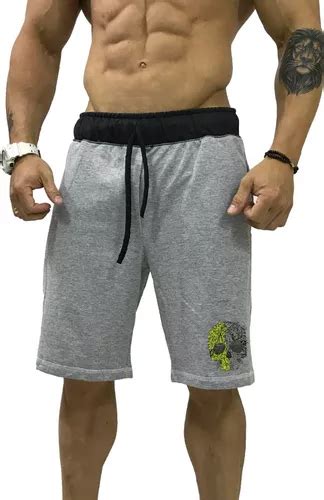 Bermuda Masculina Moletom Academia Shorts Treino Fitness Escorrega O