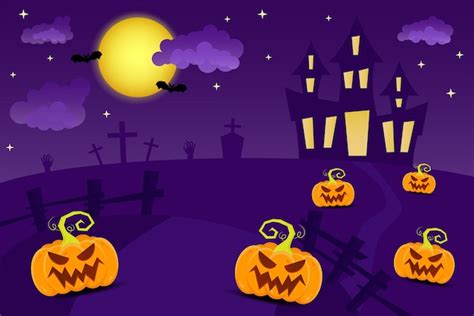 Fondo De Halloween Con Castillo De Brujas Y Calabazas Vector Premium