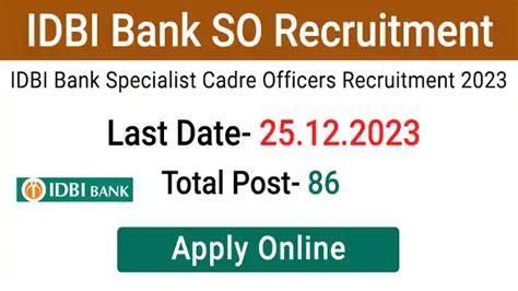 Idbi Bank So Recruitment 2023 Specialist Cadre Officers