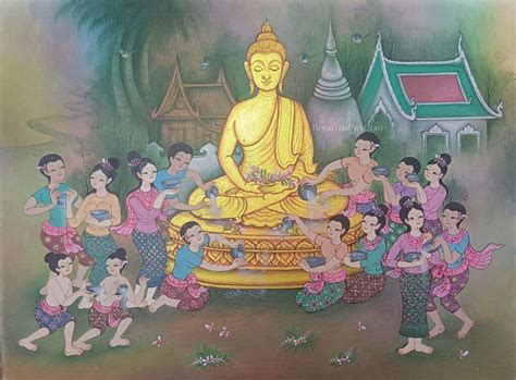 Famous Traditional Thai Buddhist Painting Royal Thai Art