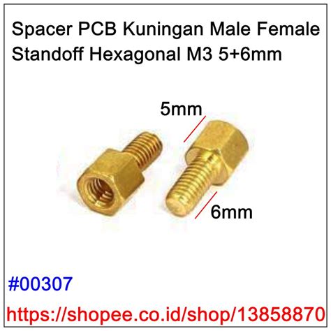 Jual Spacer PCB Kuningan M3x5mm Standoff Hexagonal Tiang Kaki Besi Pcb