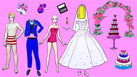 Paper Dolls Dress Up Wedding Dress Barbie And Ken Bride And Groom Dresses Handmade Quiet Book