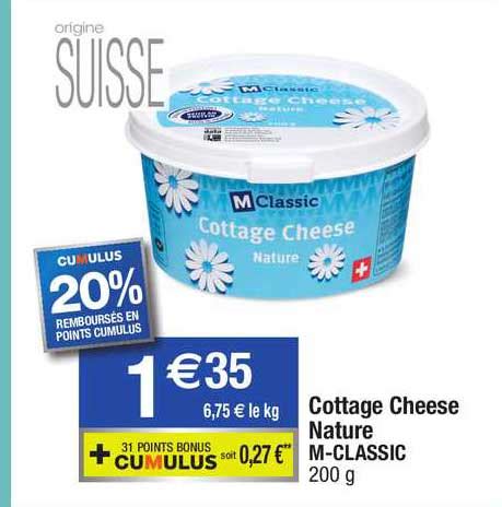 Promo Cottage Cheese Nature M Classic Chez Migros France Icatalogue Fr