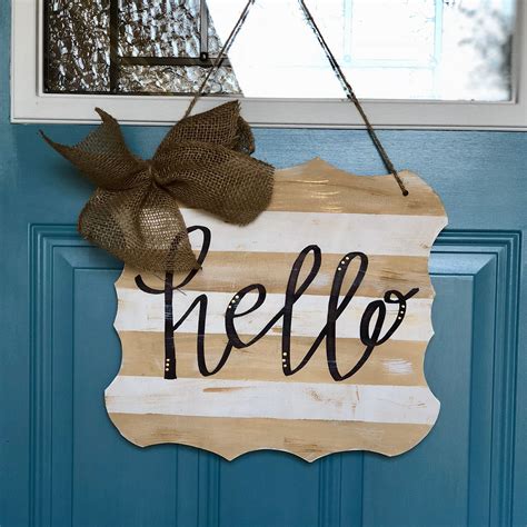 Hello Wood Door Sign #doorsign #doorhanger | Door signs, Novelty sign ...