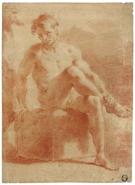 A Seated Male Nude By Gaetano Gandolfi Buy Fine Art Print