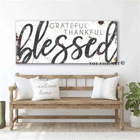 Grateful Thankful Blessed Sign - ToeFishArt