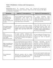 Free Printable Actions And Consequences Worksheets