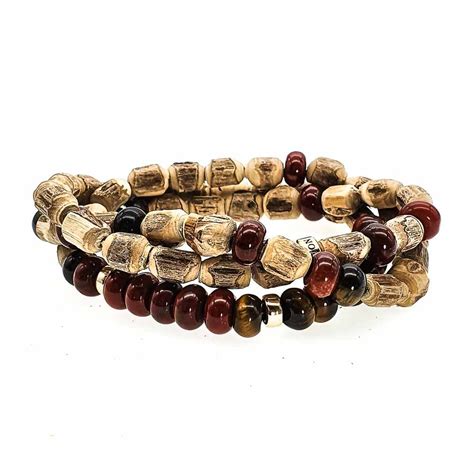 Designer 9ct Gold And Tulsi Wood Bracelet For Men UK OMMO London