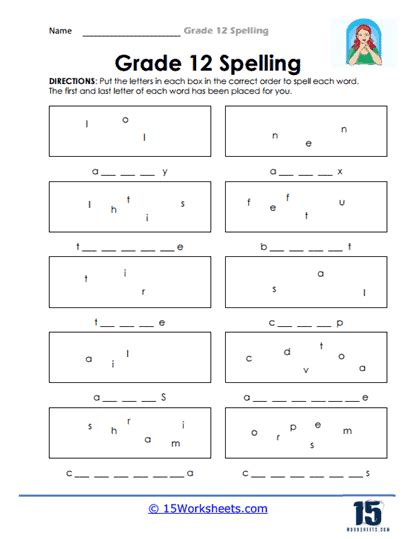 Grade 12 Spelling Worksheets 15