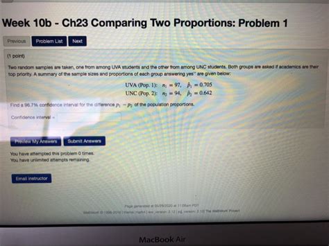 Solved Week 10b Ch23 Comparing Two Proportions Problem 1