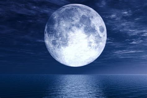 SUPERMOON, moon, big, ocean, clouds, sky, blue, night, HD wallpaper ...