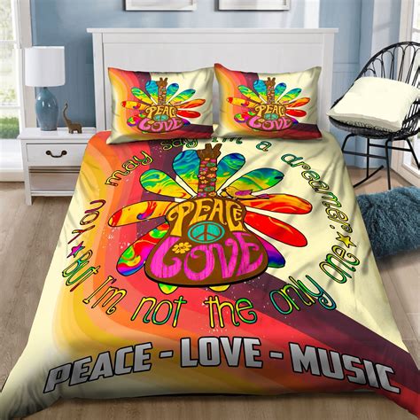 Hippie Peace Love Music Bed Sheets Duvet Cover Bedding Sets Homefavo