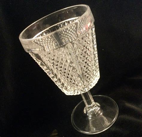 Eapg Wine Glass Goblet Paneled Diamond Pattern Pressed Glass Etsy