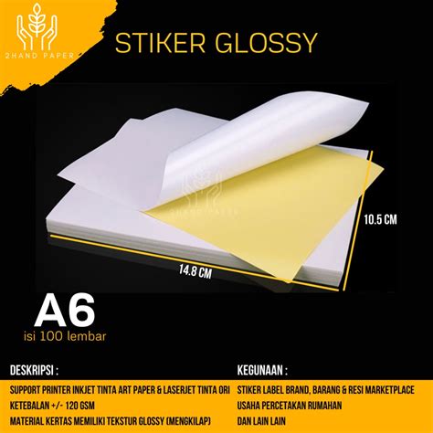 Jual Kertas Sticker A6 Glossy Isi 100 Lembar Stiker Glossy A6