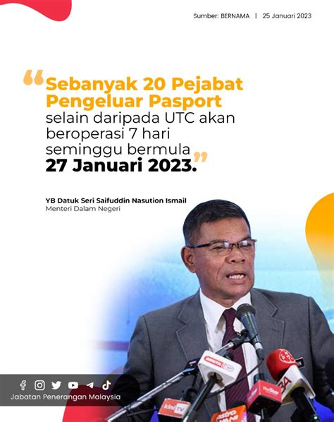 Sebanyak Pejabat Pengeluar Passport Selain Utc Akan Beroperasi