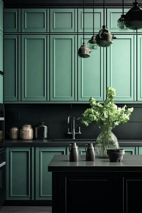 Black And Seafoam Green Kitchens