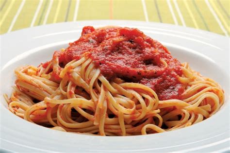 Linguini In Tomato Sauce In White Bowl Prepared Food Photos Inc