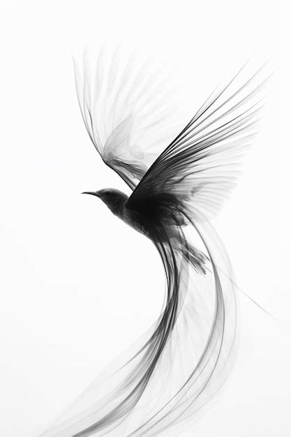 Premium AI Image | A bird with wings spread in black and white