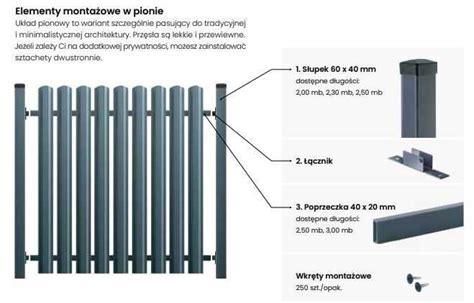 Sztacheta sztachety metalowe płot ogrodzenie sztachetki żerdź