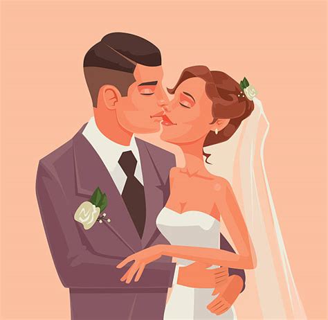 560 Cartoon Bride And Groom Kiss Stock Illustrations Royalty Free