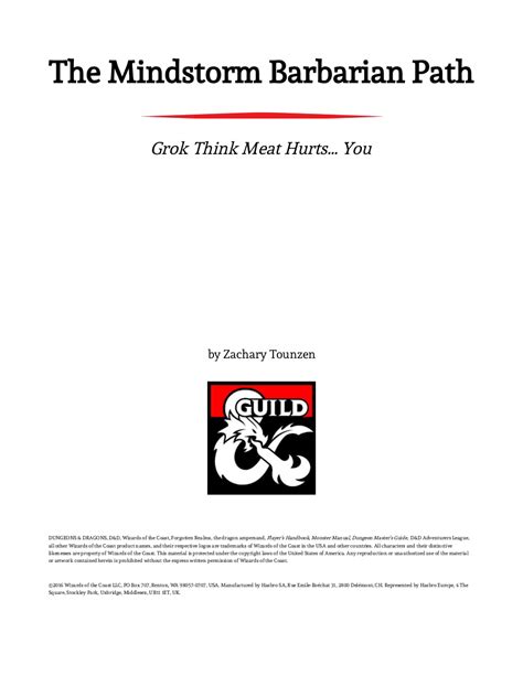 The Mindstorm Barbarian Path Dungeon Masters Guild Dungeon Masters