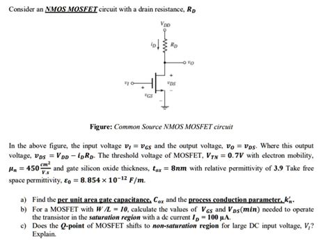 Solved Consider An Nmos Mosfet Circuit With A Drain Resistance Rp Figure Common Source Nmos