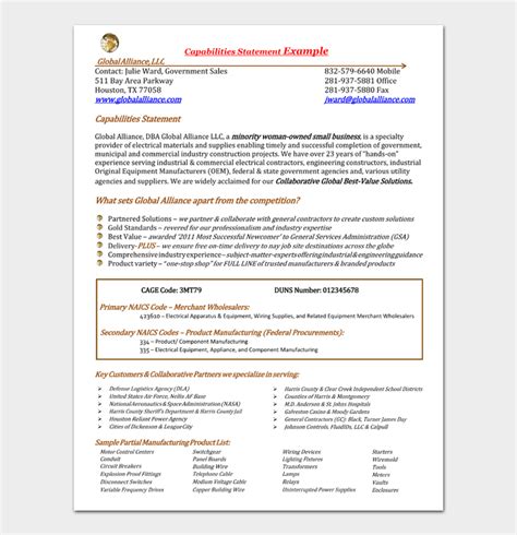 22 Capability Statement Templates and Examples (Free Download) - Word & PDF