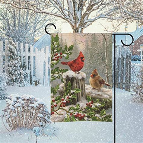 Wamika Merry Christams Garden Flags 12 x 18 Double Sided, Cardinal Red ...